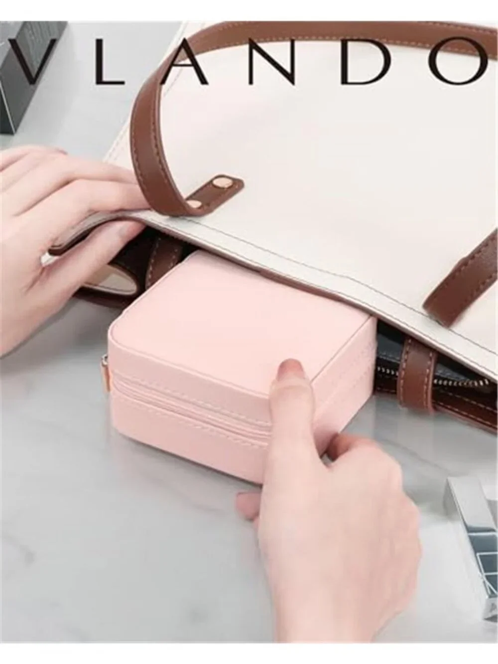 Pink Travel Jewelry Box Organizer Mirror Small Case Rings Earrings Necklace